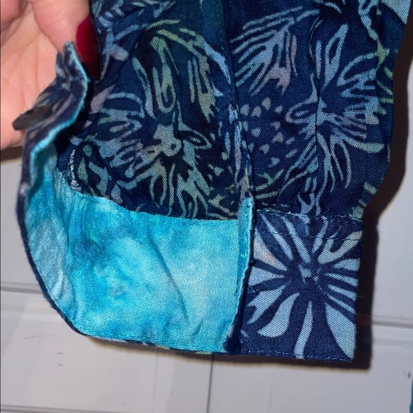 Soft Surroundings Navy and Teal Floral Blouse - Picture 8 of 12